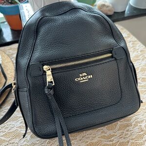 Coach Pebbled Black Leather Backpack